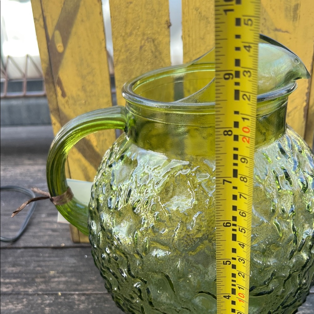 Green Textured Glass Pitcher - Picture 4 of 4
